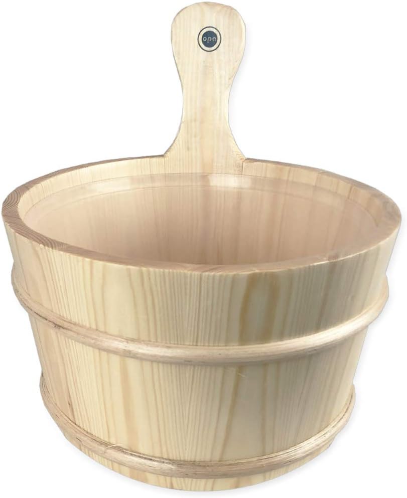 SudoreWell® Sauna Set mit Saunakübel + Saunakelle aus hochwertigem Pinienholz plus Saunaduft 500ml W
