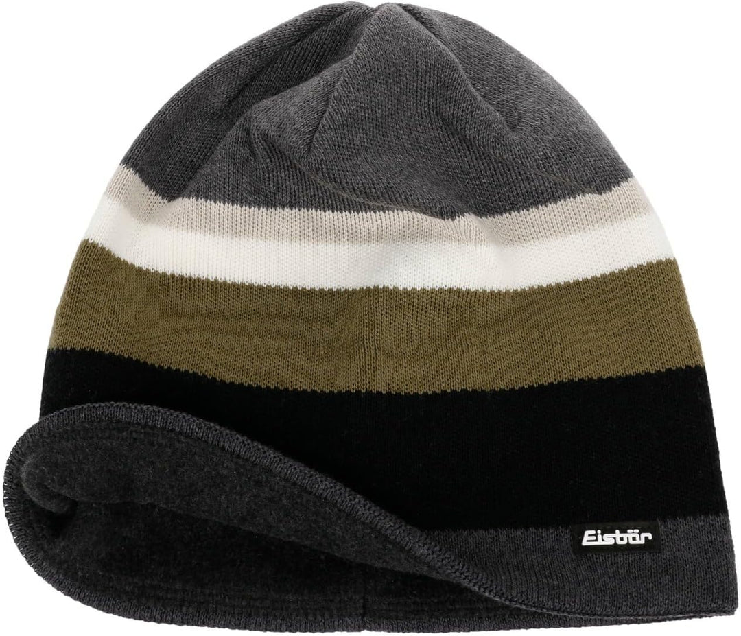 Eisbär Miron 2.0 Beanie Strickmütze Wintermütze Streifenmütze Skimütze Mit Futter, khaki