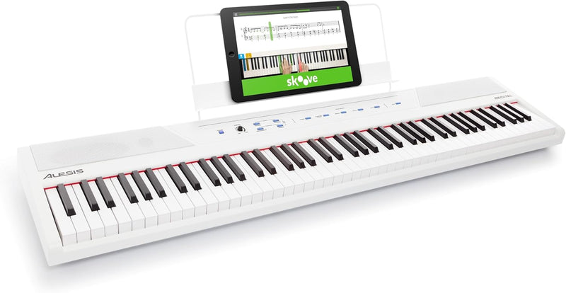 Alesis Recital White - 88-Tasten Einsteiger Digital Piano / E Keyboard mit halbgewichteten Tasten,ei