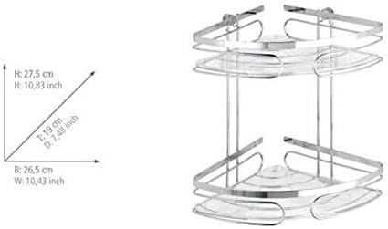 WENKO Eckregal 2 Etagen Premium Edelstahl, Edelstahl rostfrei, 26.5 x 27.5 x 19 cm, Glänzend Duo, Du