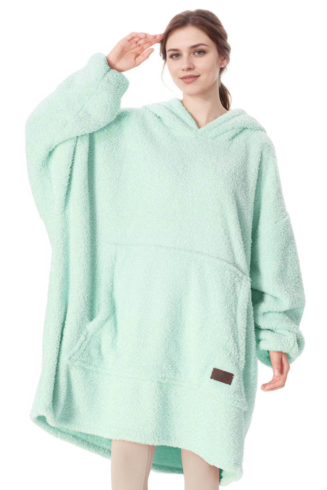 Catalonia Classy Tragbarer Oversize-Kapuzenpullover Decke, Kuschel Sherpa Decke Hoodie, Warm Throw B