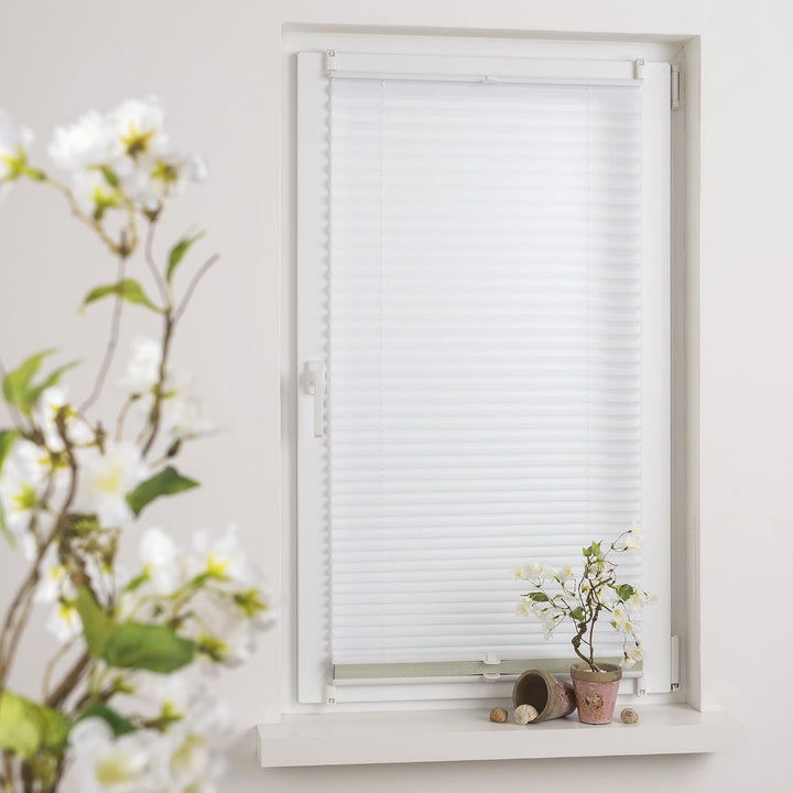 Liedeco® Plissee (Day and Night) verspannt mit Klemmträger / 90 x 130 cm weiss-beige (Breite x Höhe)