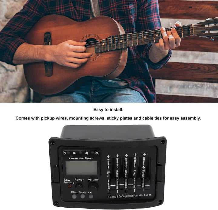 Akustikgitarren-Vorverstärker, 5-Band-EQ-Equalizer, Akustikgitarrenverstärker, digitaler Tuner-Tonab