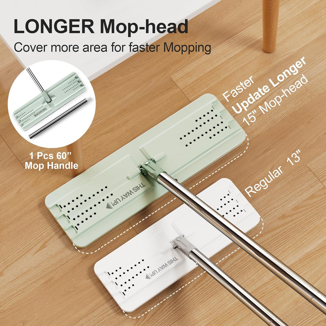 JOYMOOP Wischmopp und Eimer mit Auswringer-Set, Flacher Quetschmopp mit Eimer (X-Large), Staubwische
