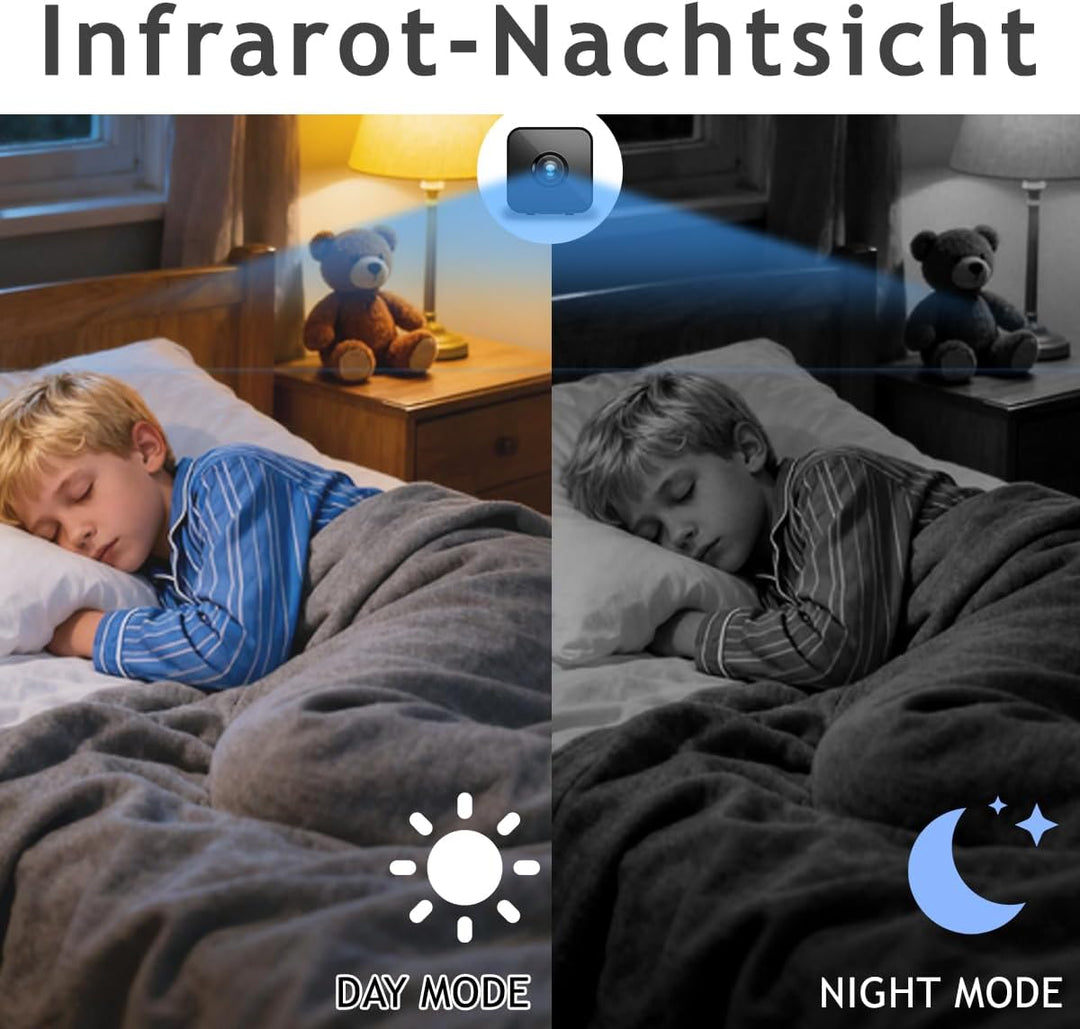 4K Mini Kamera, WLAN Überwachungskamera Innen Für Live Übertragung Handy APP, Indoor Hundekamera Min