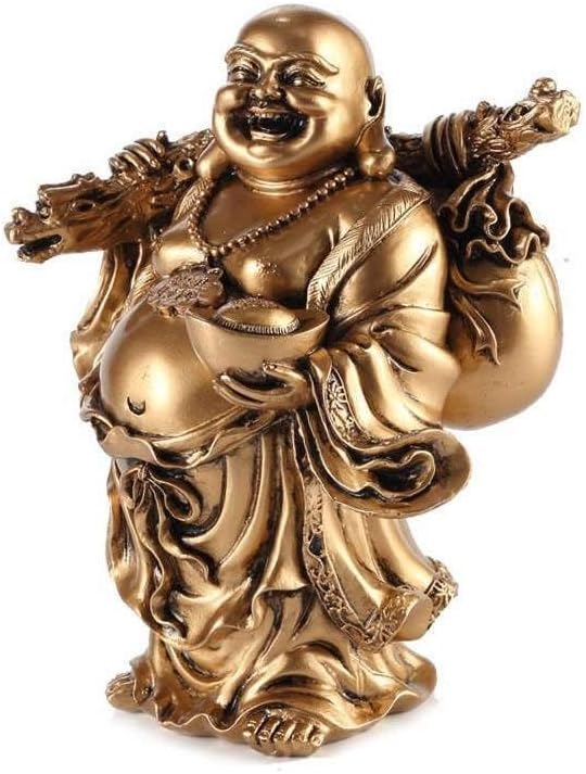 Lachender Buddha Feng Shui von Fortune 17x10x15cm Goldfarben, 17x10x15cm Goldfarben