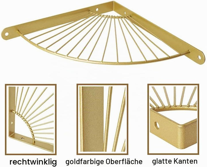2 Stück Gold Regalwinkel, Schwerlast Regalträger, Regalhalterung, Metall Regal Halterung, Wandkonsol