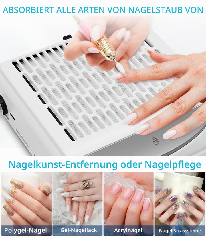 Staubabsaugung für Nägel 100W, 5000rpm Nagelstaubsauger Weiss, Professionelle Haushalt und Staubabsa