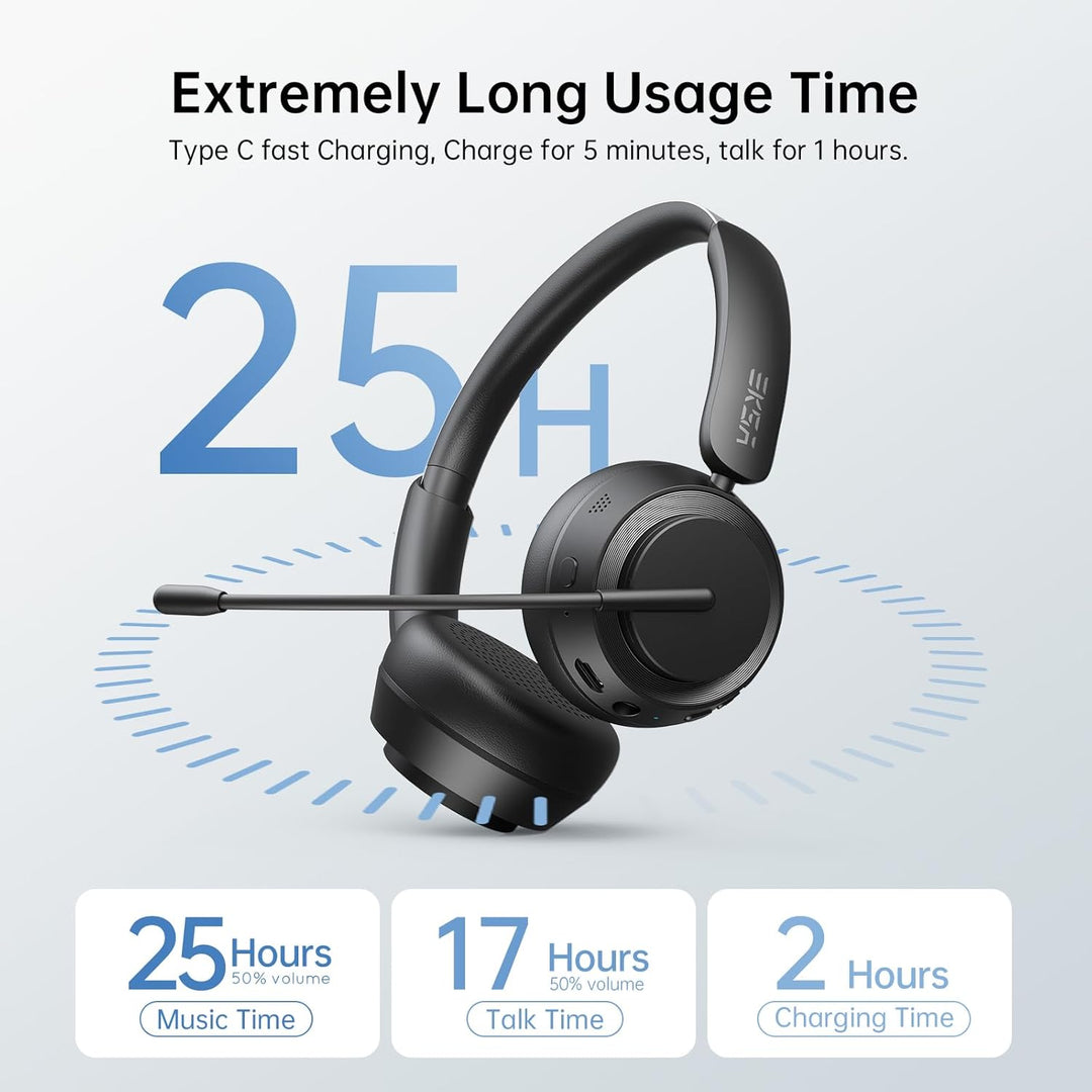 EKSA H35 Bluetooth Headset, Wireless Headset mit Mikrofon, [25 Stdn Spielzeit & 169g Ultraleichtes]