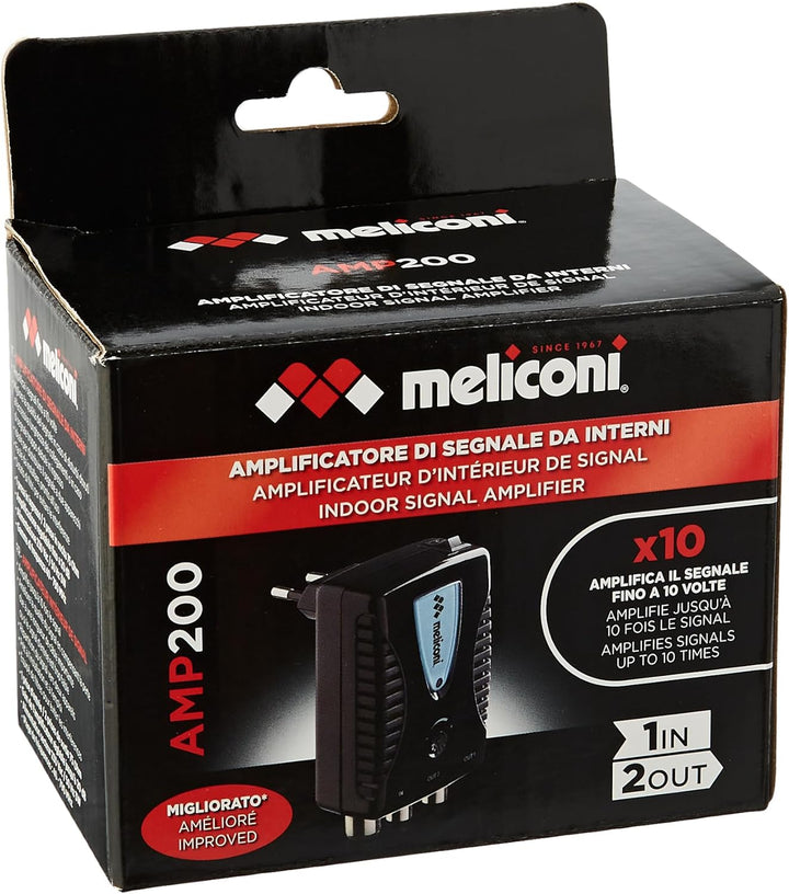Meliconi AMP200, TV-Antennenverstärker, Digitaler 2-Wege-Signalverstärker, 220V Direktstromversorgun