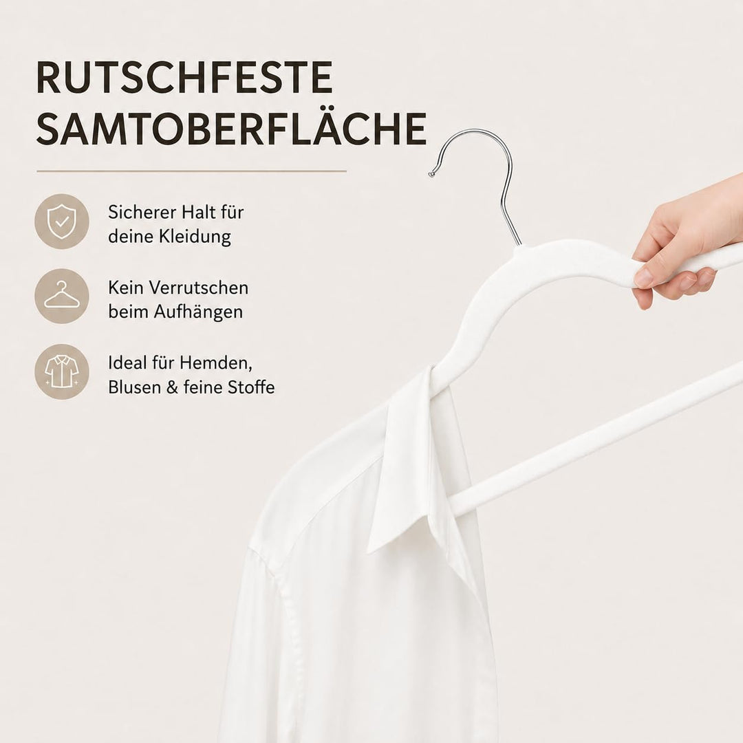 HOUSE DAY Kleiderbügel Samt 40 Stück, rutschfeste Schmale Bügel als Kleiderbügel Platzsparend design