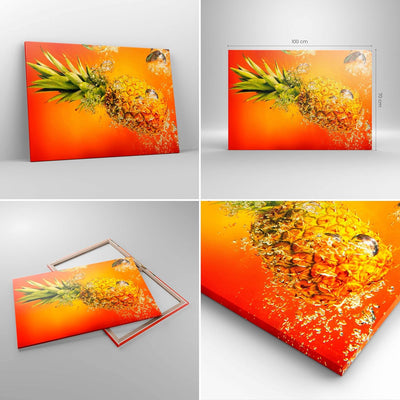 Bilder auf Leinwand 100x70cm Leinwandbild Karibik ananas frucht gesund Gross Wanddeko Bild Schlafzim