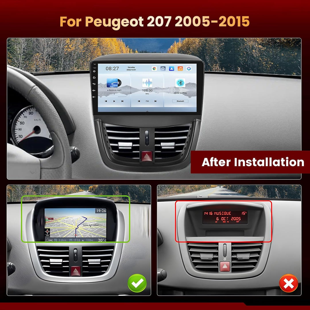 【Qualcomm】 8 Kern 4+64 GB Android 15 Autoradio für Peugeot 207 2005-2015 Wireless Carplay Android Au