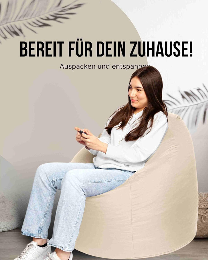 PATCH HOME Patchhome Sitzsack Tropfenform mit Reissverschluss Nachfüllbar - für In &amp; Outdoor - mit S