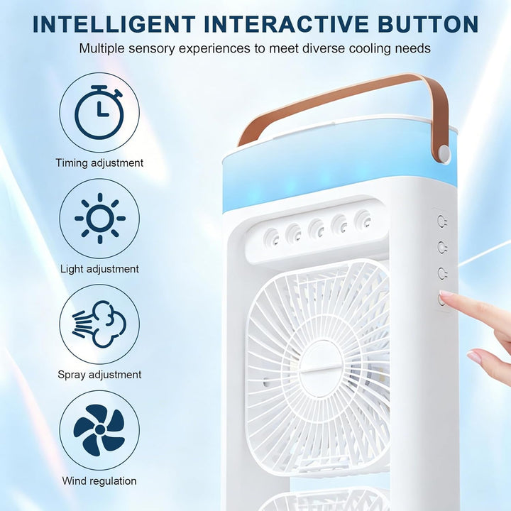 Klimaanlage Ventilator, 4 in 1 Tragbare Klimaanlage Luftkühler Ventilator mit Wassernebel Spray, 3 G