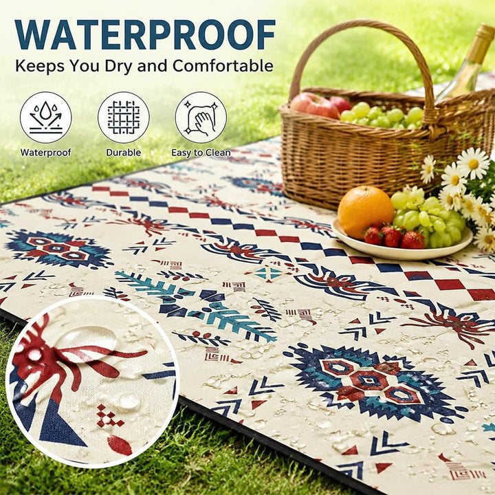 Boho Picknickdecke Wasserdicht Picknickdecke 200x200, Stranddecke Sandfrei Tragbare Waschbar, Outdoo