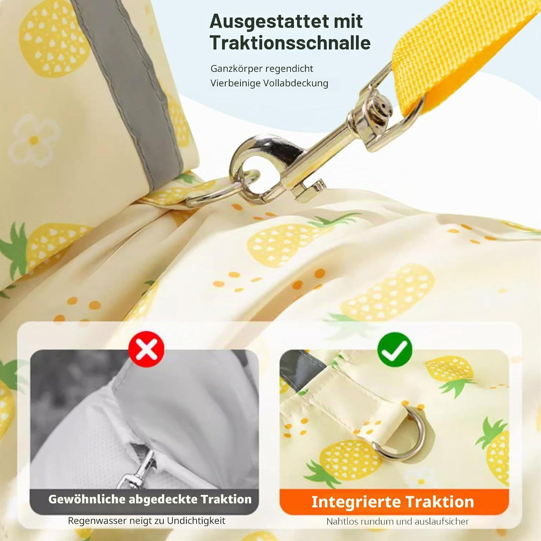 PETCUTE Hund Regenmantel,wasserdichte Hunde-Regenjacke mit Kapuze,Verstellbare Vierbeiner Hunderegen