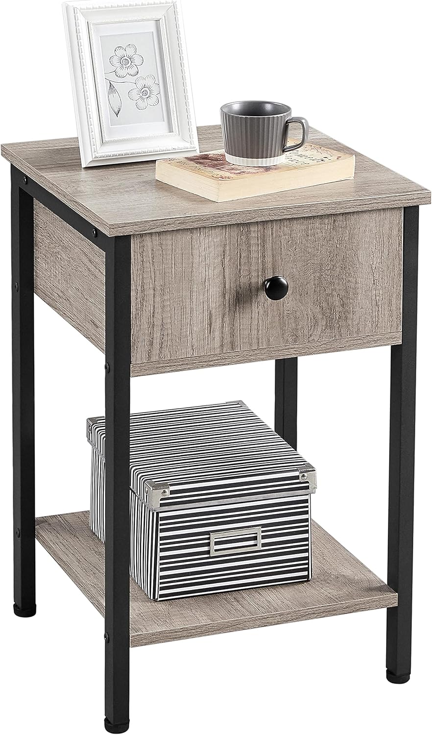 Yaheetech 2X Nachttische Beistelltisch mit Schublade und Ablage Nachtschrank Industrie-Design Kleine