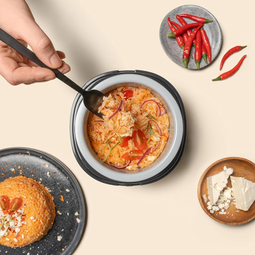 REISHUNGER Mini Reiskocher, schwarz | 0,3 L - 1-2 Portionen | hochwertige Keramikbeschichtung - Prem