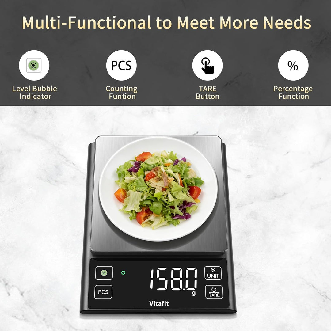 Vitafit 5kg Küchenwaage Digital, Hohe Genauigkeit 0.1g durch Unser Professionelle Fabrik Seit 2001,