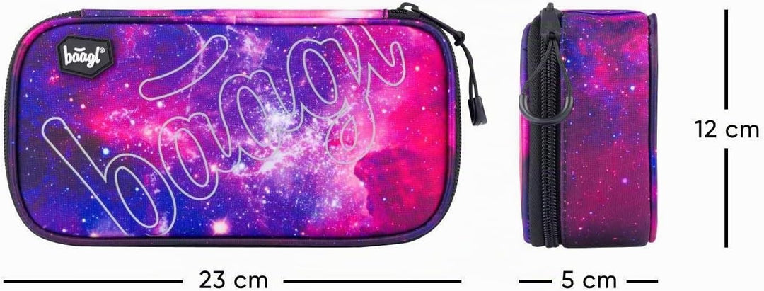 Baagl Federmäppchen Turnbeutel Set 2-teilig Mädchen Sportbeutel - Galaxy | Schule Federtasche, Gymsa
