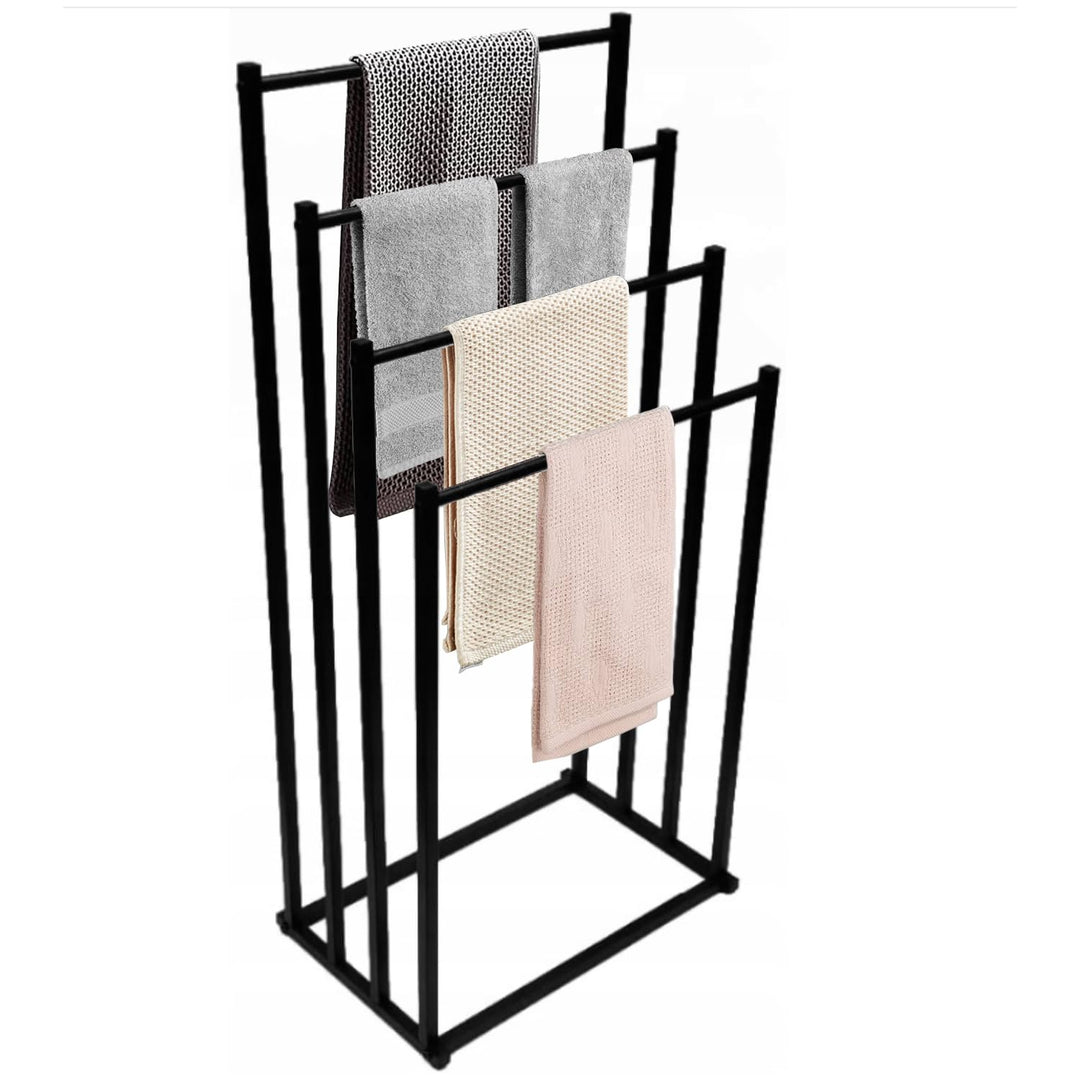 ZOLTA Handtuchhalter freistehend Loft Design schwarz 94×45×29 cm mit 4 Armen Metall Handtuchständer