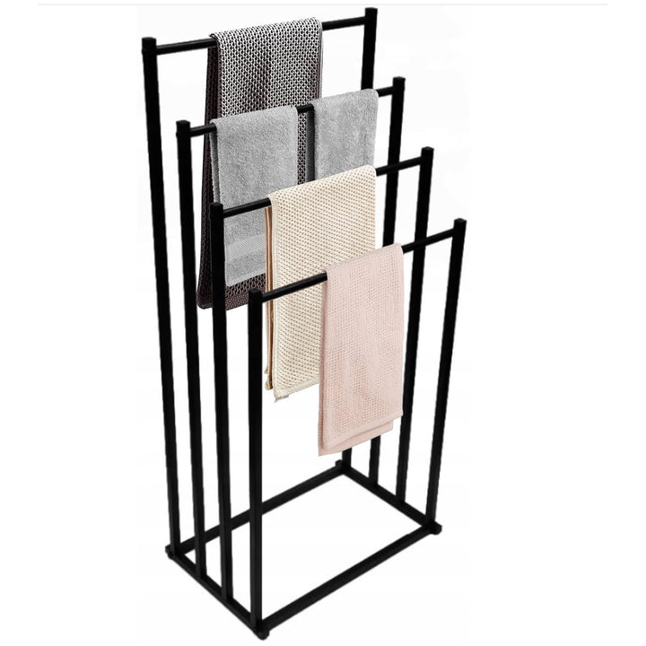 ZOLTA Handtuchhalter freistehend Loft Design schwarz 94×45×29 cm mit 4 Armen Metall Handtuchständer