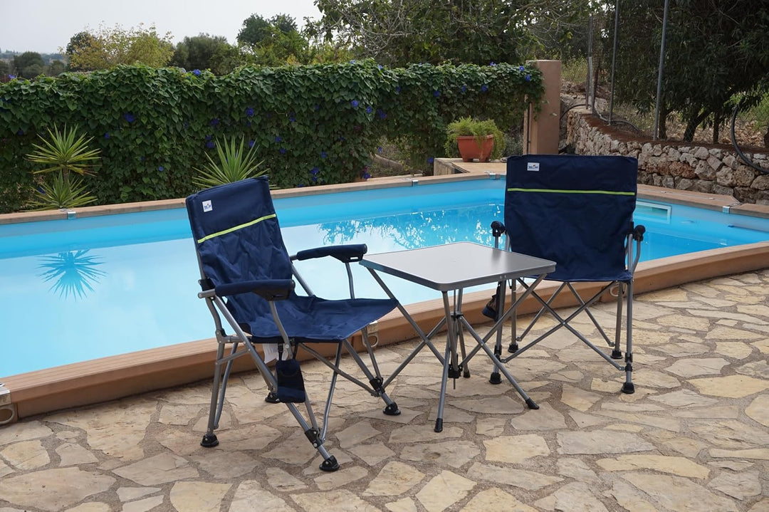 Camping Reise -Set Holly' S JUBILÄUMSET - 2 FALTSTÜHLE + 1 KLAPPTISCH + TRAGTASCHE