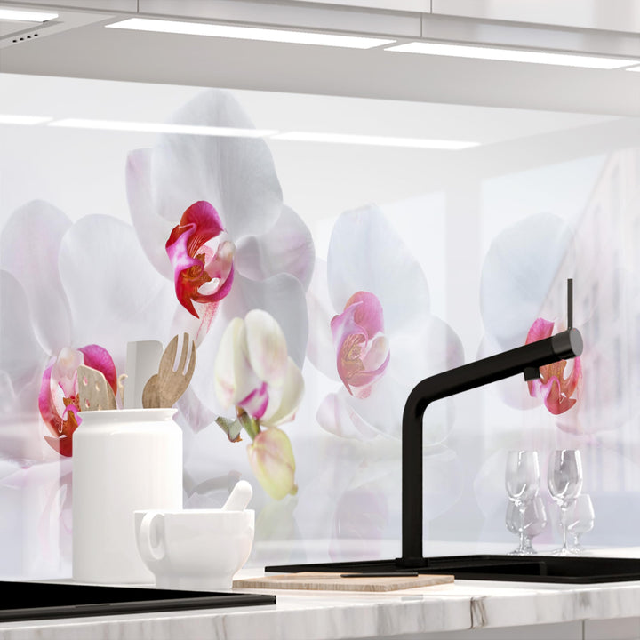 StickerProfis Küchenrückwand selbstklebend Glasoptik ausgeführt - ORCHIDEEN Ensemble - 1.8mm, Verste