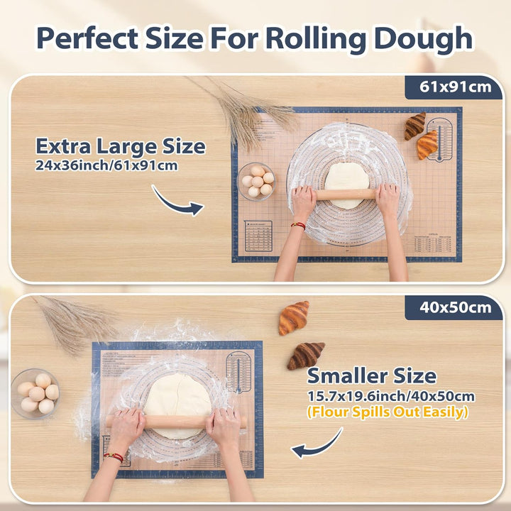 Lazymi Dick Backunterlage Silikon Gross 91 x 61 cm, Antihaft Backmatte rutschfeste Teigmatte Ausroll