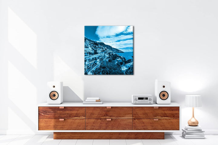 deyoli Amalfi Küste in Italien Format: 40x40 Effekt: Monocrome Blau als Leinwandbild, Motiv fertig g