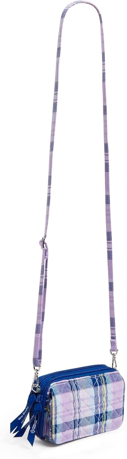 Vera Bradley Damen RFID-Schutz Umhängetasche, Amethyst Plaid-Recycelte Baumwolle, Amethyst Plaid - R