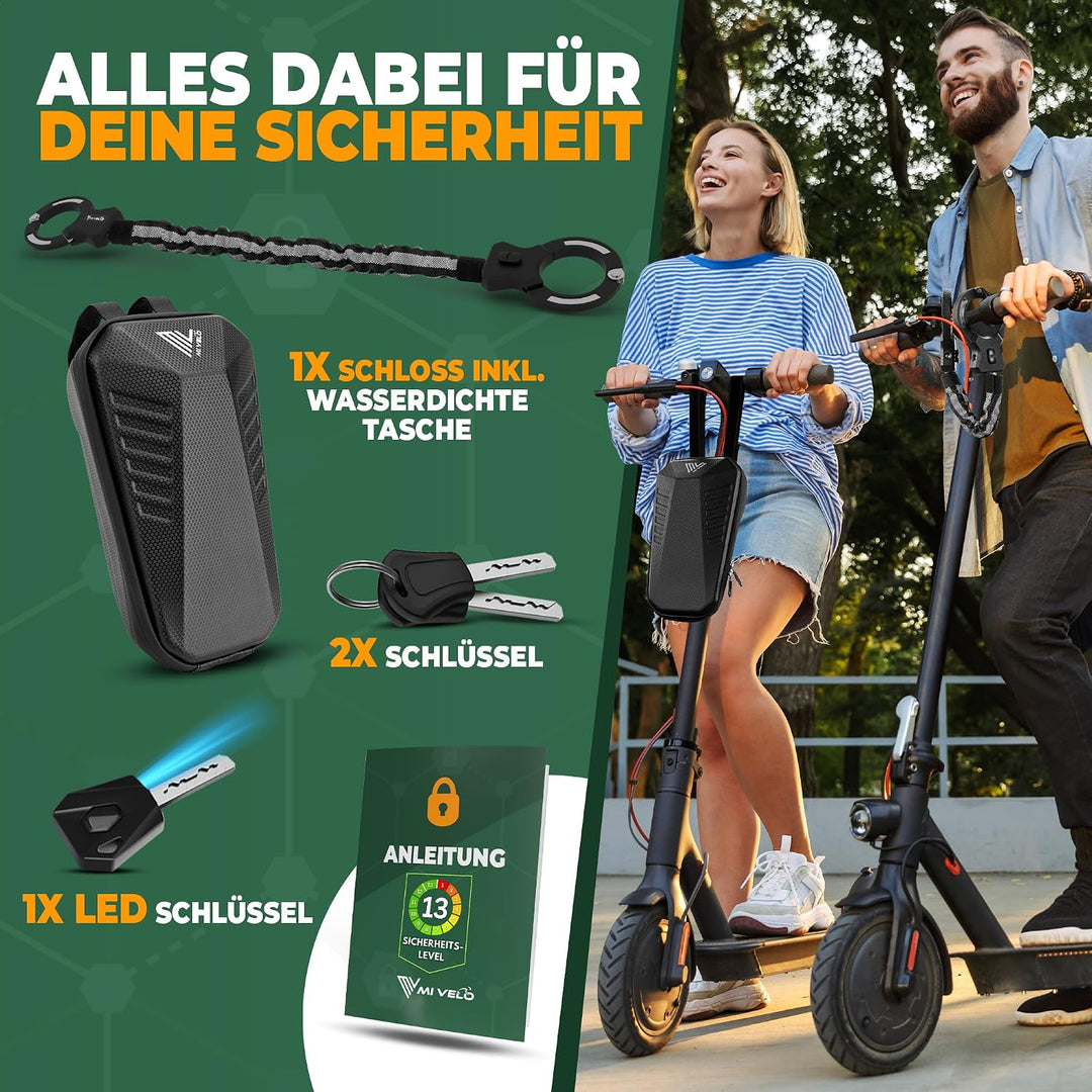 MIVELO E-Scooter Schloss extra sicher - Kettenschloss I Handschellenschloss für Elektroroller I Fahr
