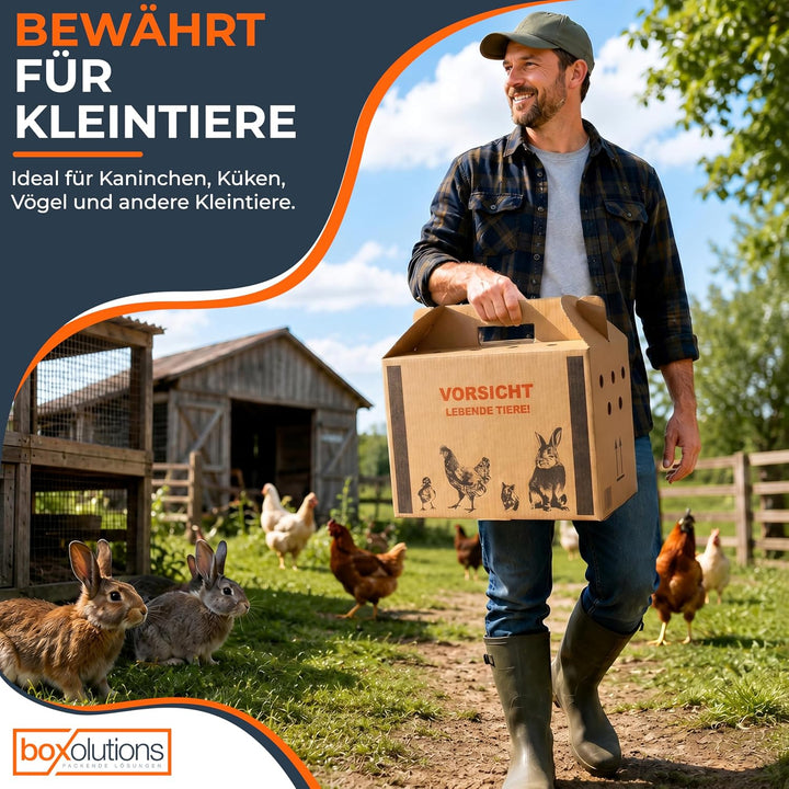 Transportkarton für Tiere Tiertransportkarton für Kleintiere - Geflügeltransportkiste - Hasen Transp