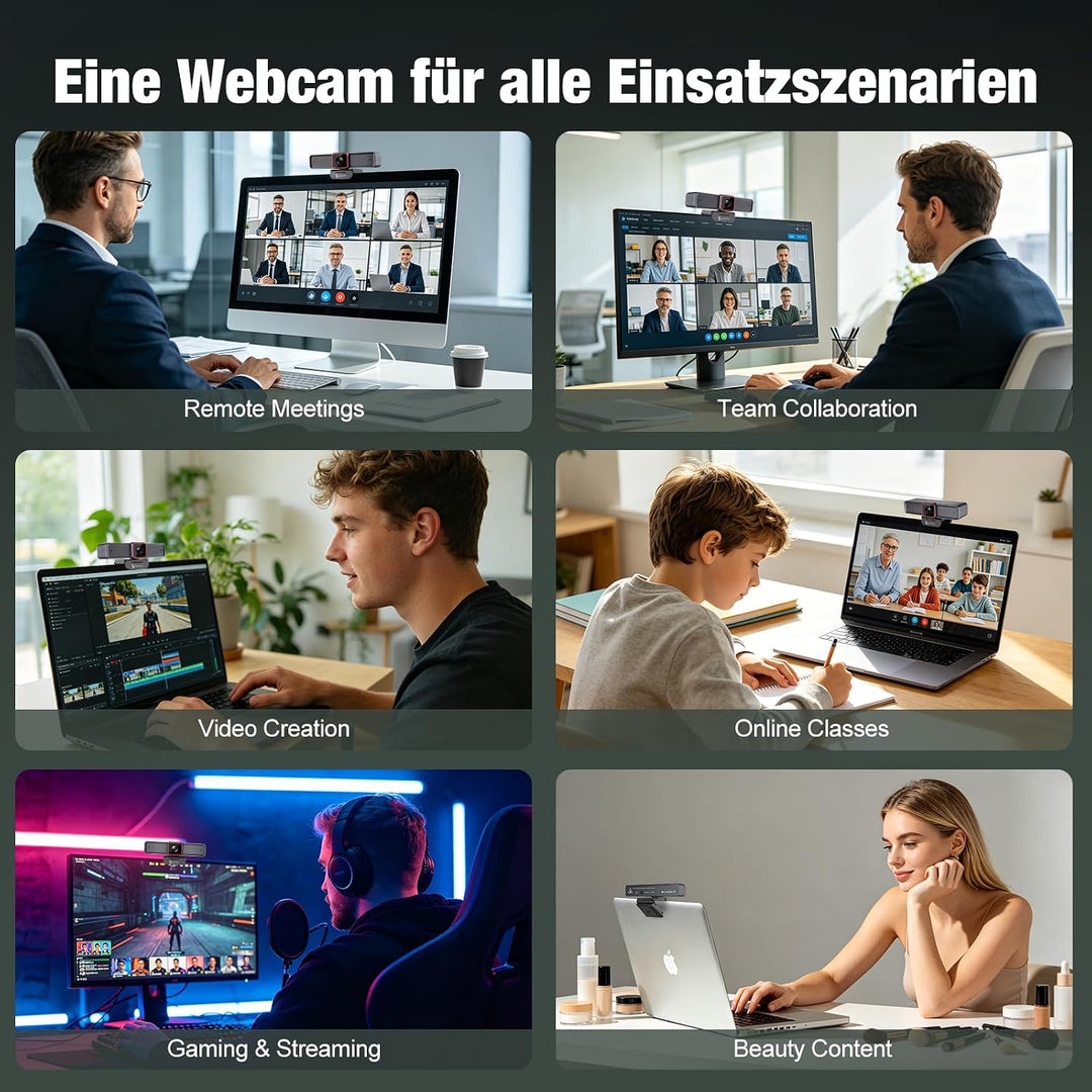 Angetube 4K Webcam für Laptop &amp; Mac, 1080P@60FPS PC Kamera mit 2 Mikrofon | 1/1.5" Sensor, PDAF Auto