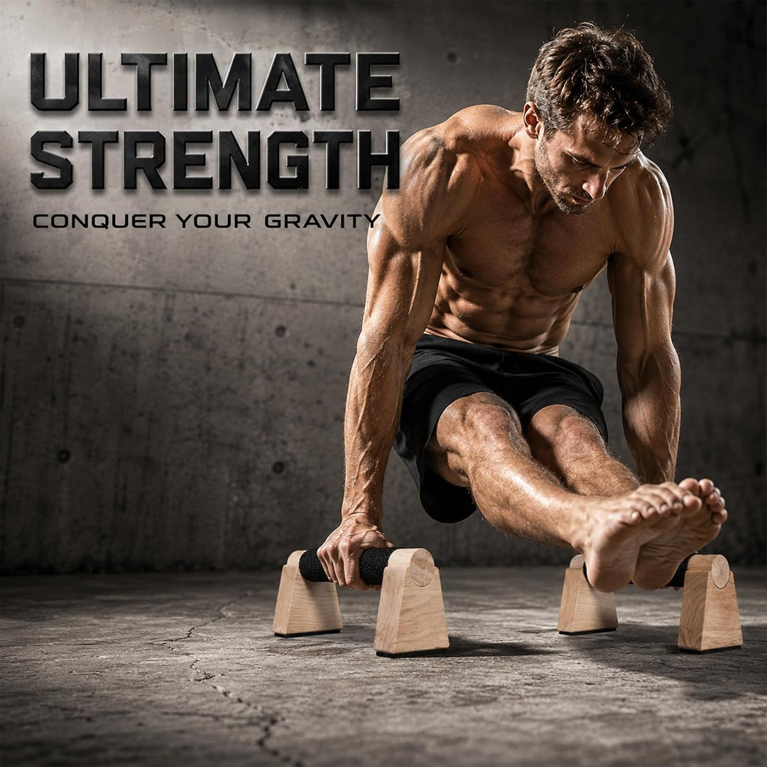 Liegestützgriffe, 30CM Parallettes &amp; Calisthenics Griffe, Push Up Bars aus Eichenholz, rutschfeste B