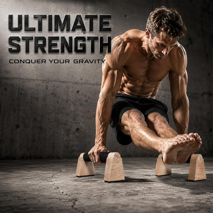 Liegestützgriffe, 30CM Parallettes &amp; Calisthenics Griffe, Push Up Bars aus Eichenholz, rutschfeste B