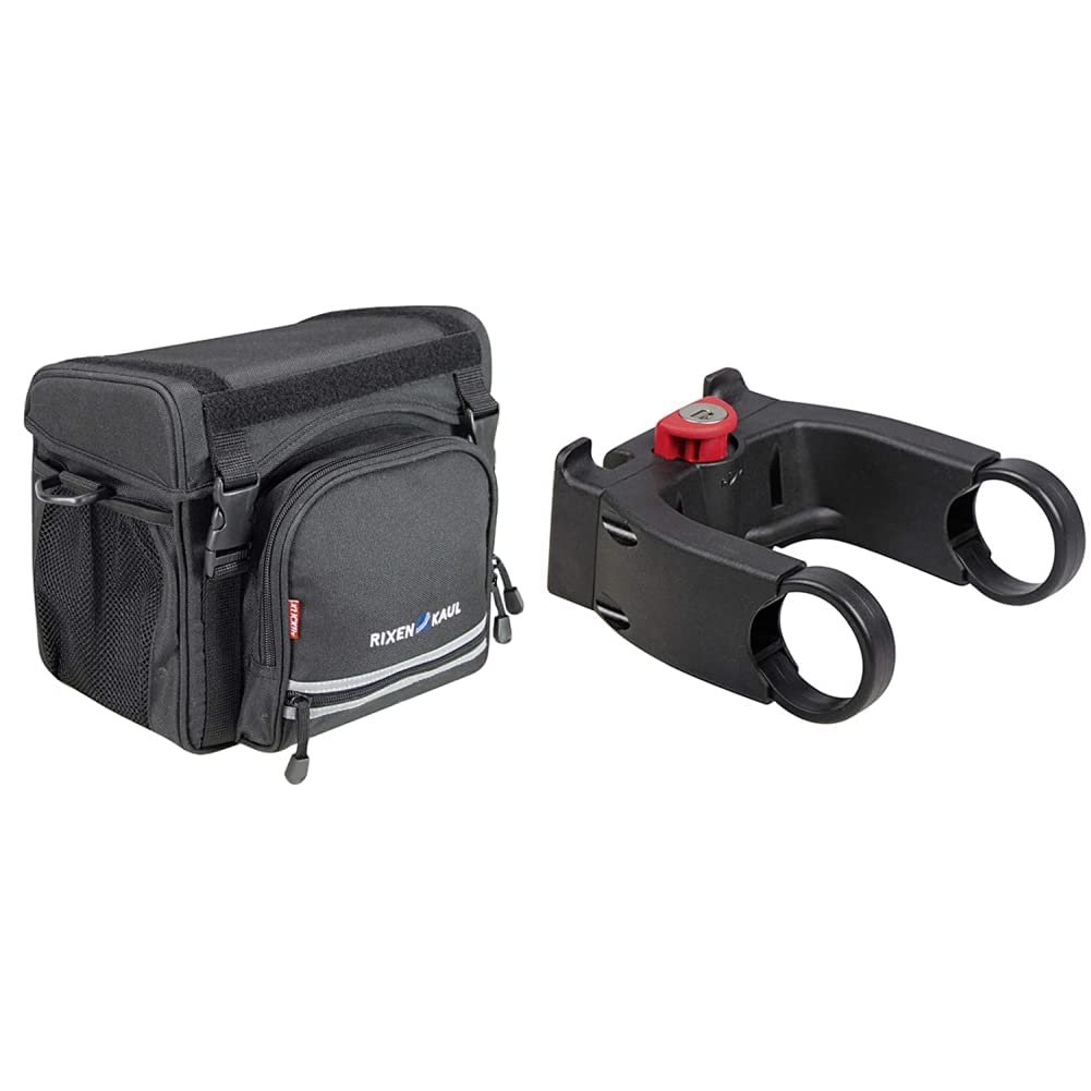 KLICKfix Unisex – Erwachsene klick Fix Allrounder Lenkertasche, Schwarz, one Size Bundle mit Lenkera