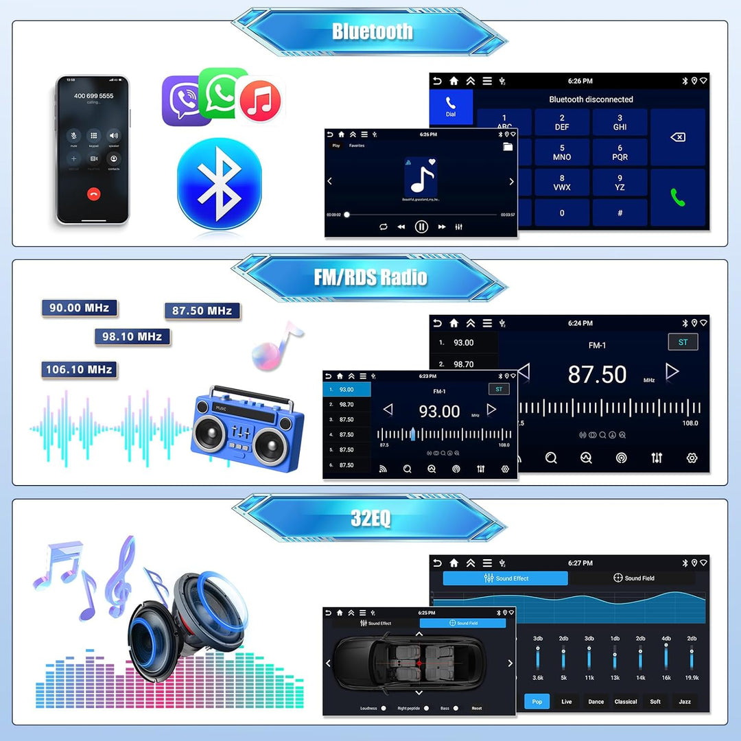 Android 15, 4G+128G CAMECHO Autoradio für Hyundai I30 2006-2011 mit Wireless Carplay Android Auto, 9