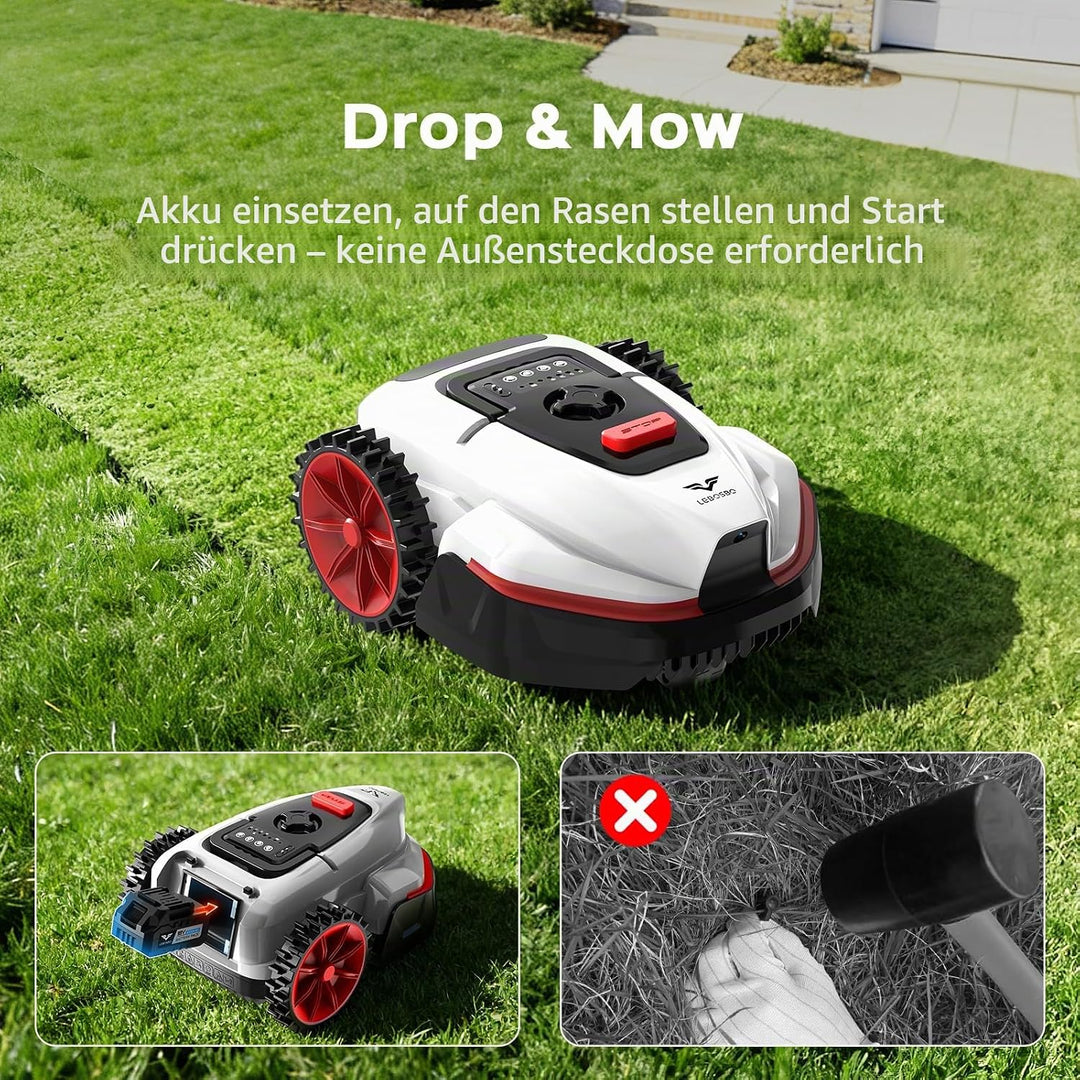 V3 Mähroboter ohne Begrenzungskabel, KI-Visionsnavigation, App-Steuerung, leiser Betrieb, für kleine