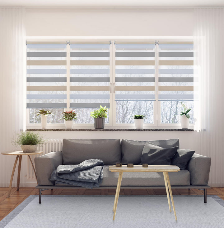 STORESDECO Doppelrollo Klemmfix ohne Bohren. Klemmrollo Einfache Montage, Zebra Rollo lichtdurchläss