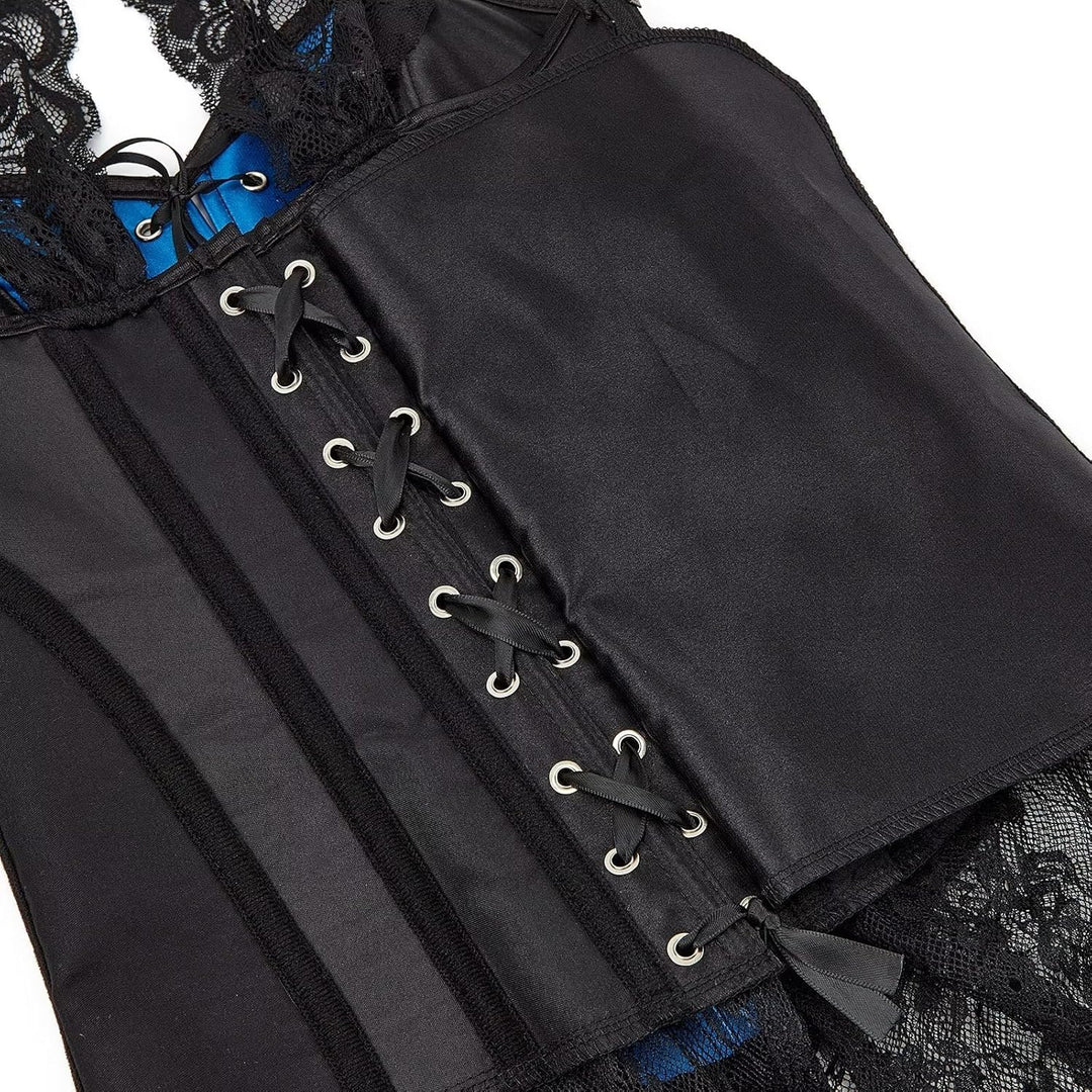 Jutrisujo Korsett Damen Kleid Corsage Gothic Korsagenkleid Reissverschluss Schnüren Reizwäsche Schwa