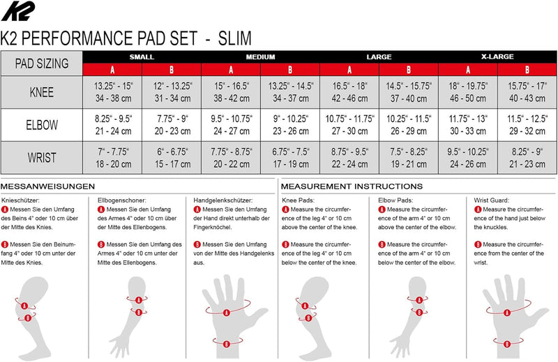 K2 Skates Unisex Inline Skate K2 PERFORMANCE PAD SET SLIM, mit Handgelenkschoner, Ellenbogenschoner