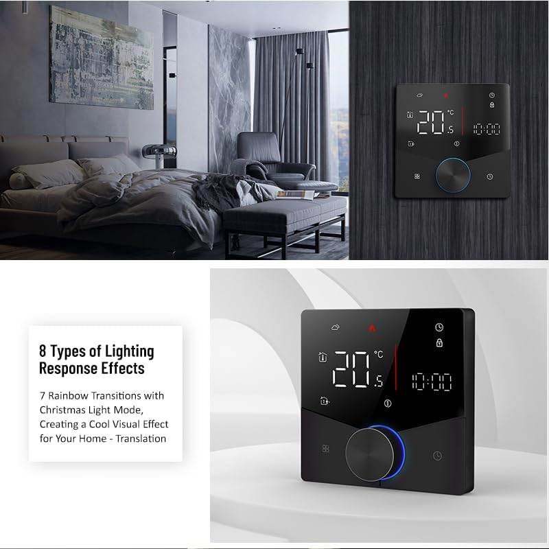 MincoHome Smart Knob Thermostat for Underfloor Electric Heating/Gas Boilers, Remote Voice Control Pr