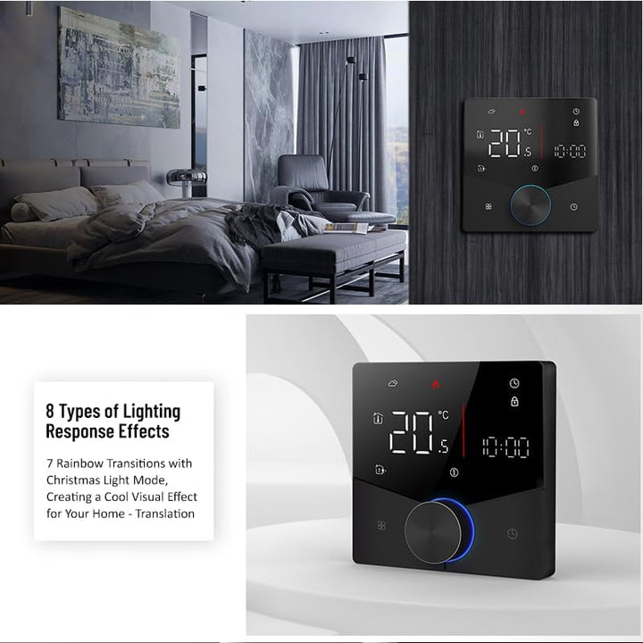 MincoHome Smart Knob Thermostat for Underfloor Electric Heating/Gas Boilers, Remote Voice Control Pr