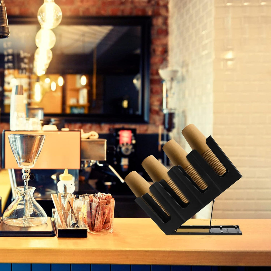 Housoutil 1stk Schräger Becherhalter Mit Vier Gittern Restaurantbedarf Schwarzer Kaffeetassen- To Go