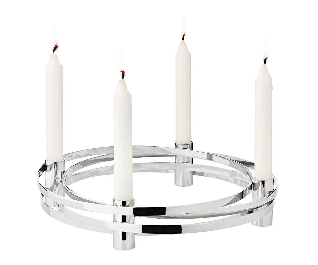EDZARD Adventskranz Avia, Durchmesser 30 cm, Edelstahl hochglanzpoliert, silberfarben, für Stabkerze