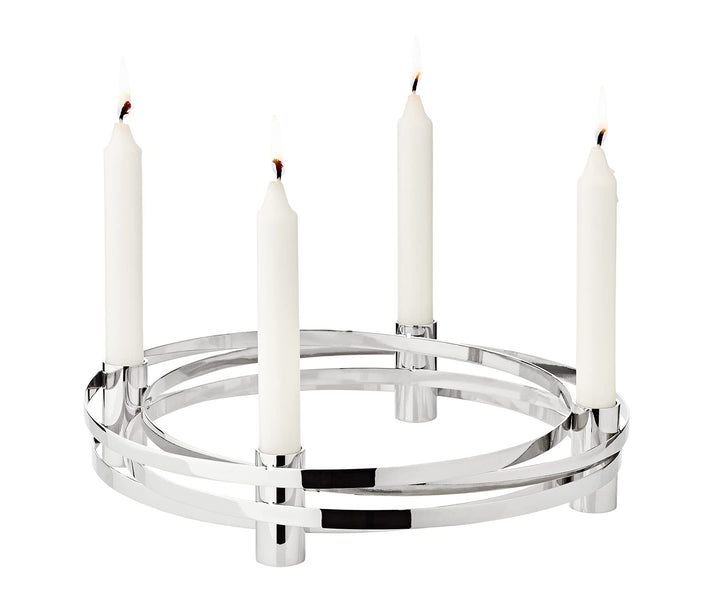 EDZARD Adventskranz Avia, Durchmesser 30 cm, Edelstahl hochglanzpoliert, silberfarben, für Stabkerze