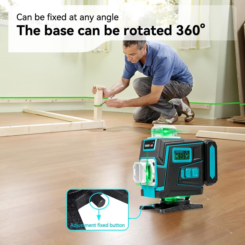 Kreuzlinienlaser mit Stativ, 4 x 360° Laser Wasserwaage, 4D 16 Laser Level, Selbstnivellierend ±3°,