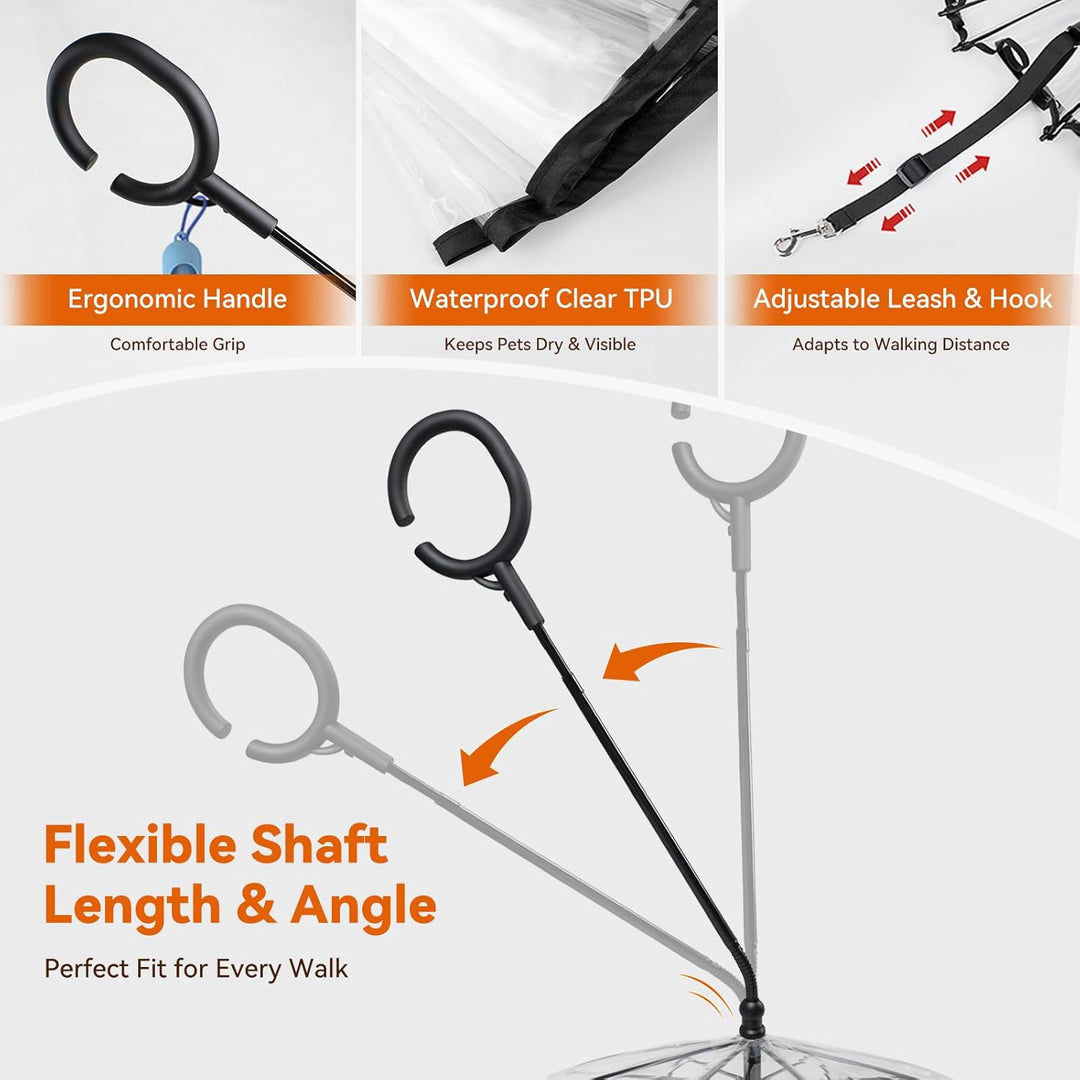 NAMSAN Haustierschirm mit Seil Hundeschirm mit Verstellbarem Griff, Wanderschirm bei Regen und Schne